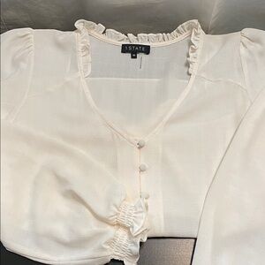 1. State Women's Ivory Button-Down Blouse